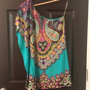 Printed One Shoulder Top, size Medium
